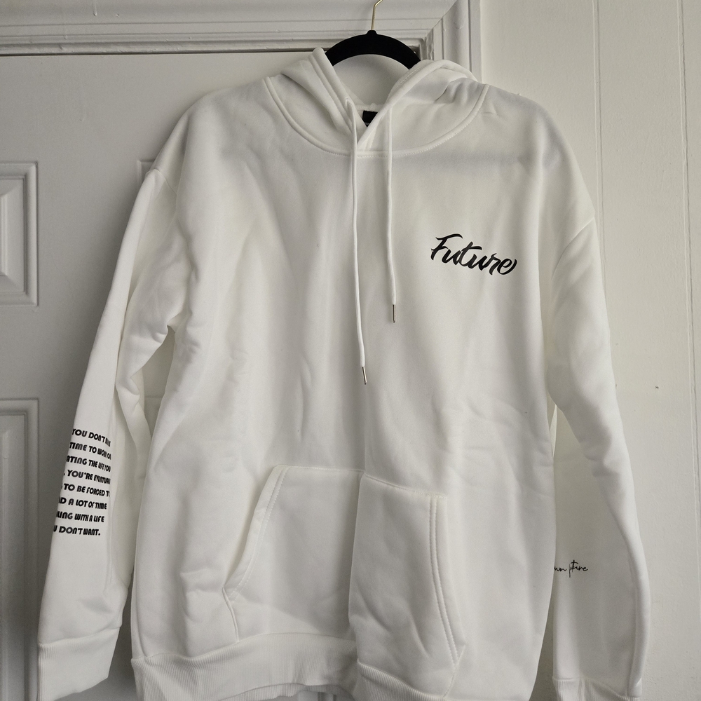 🤍🖤White Hoodie with Black Text🤍🖤